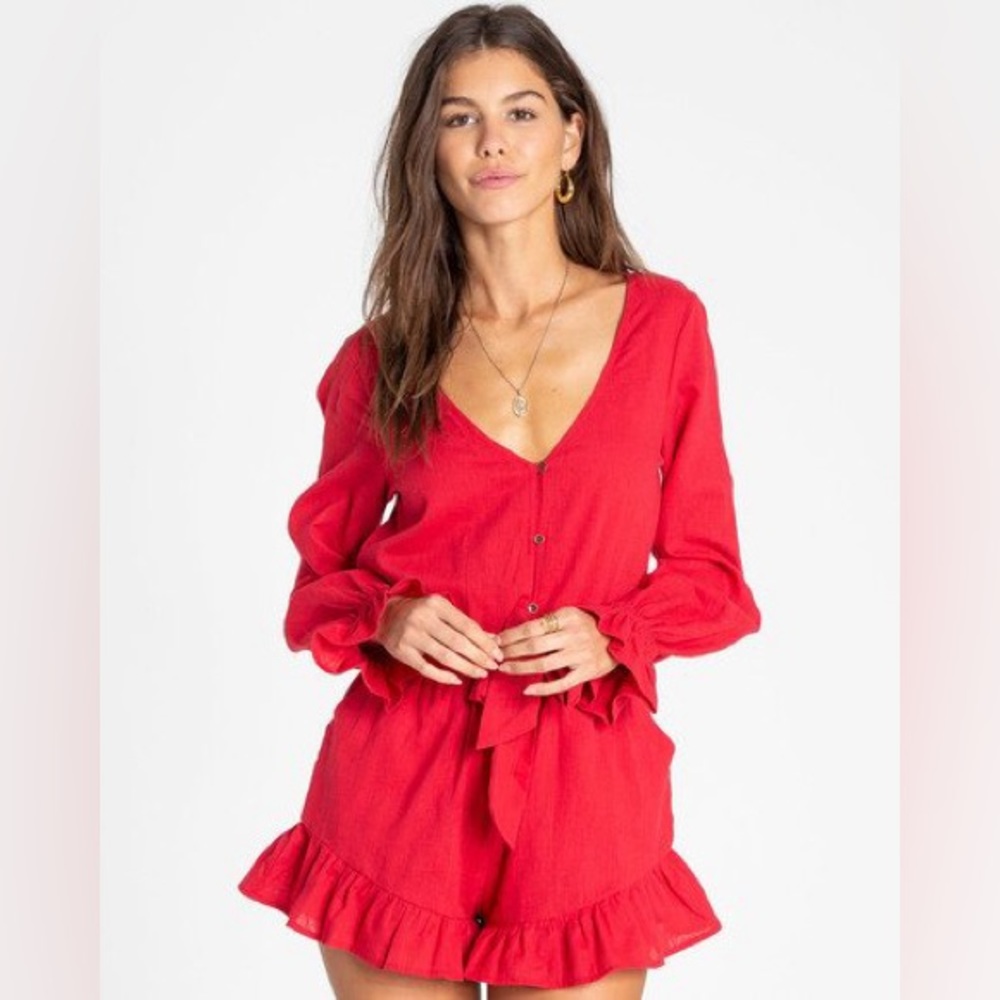 Billabong Women’s Play All Day Long Sleeve Romper Size L